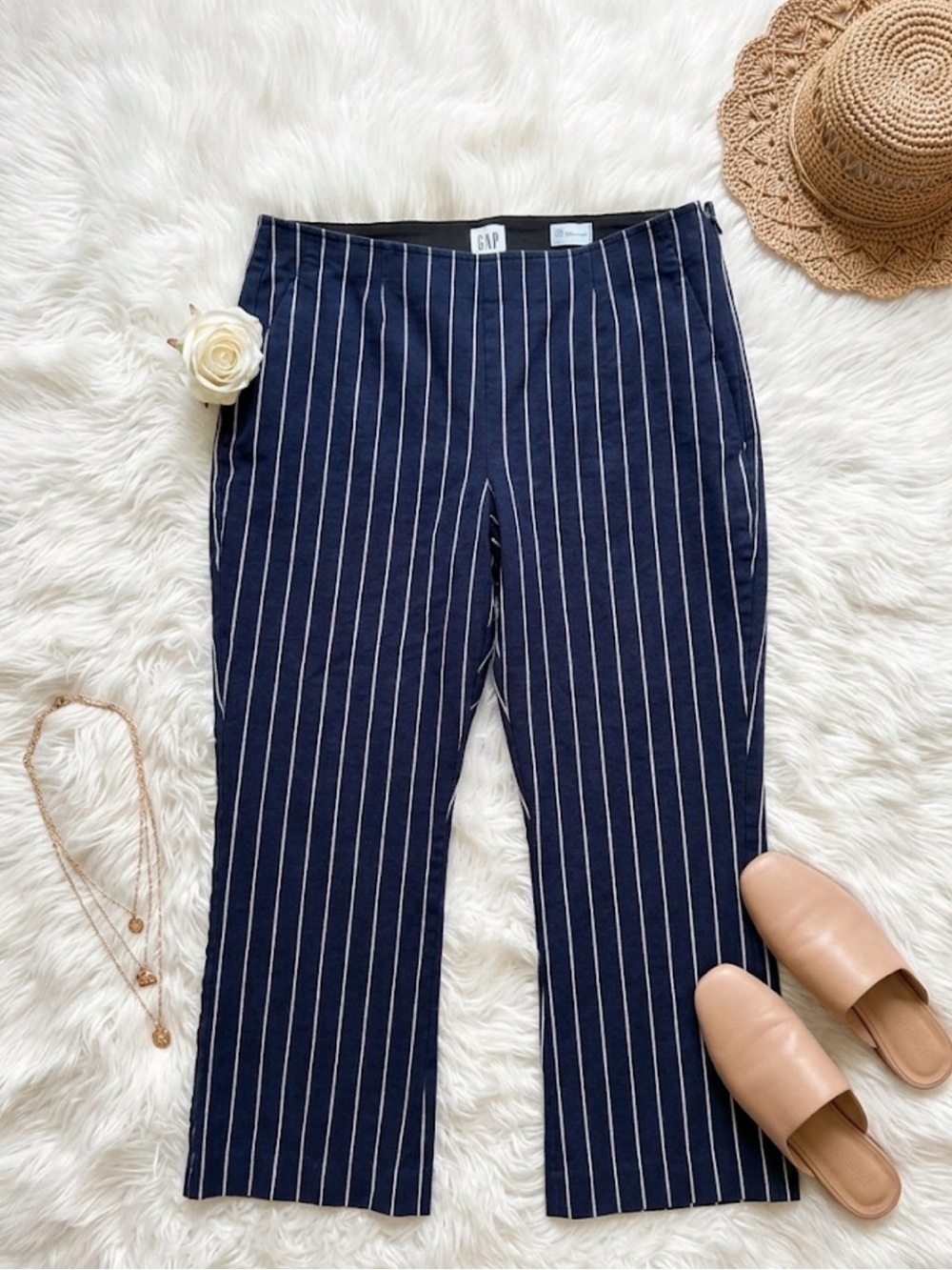 Striped Crop Flare Jeans